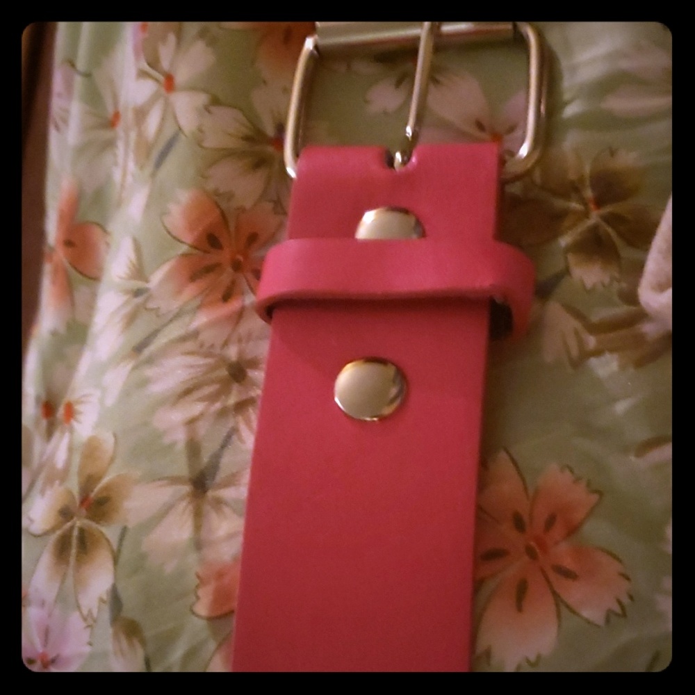 Wide hot pink leather jean belt